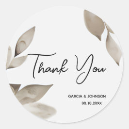 Pegatina Redonda Eucalipto Botánico Sale del Círculo Boda