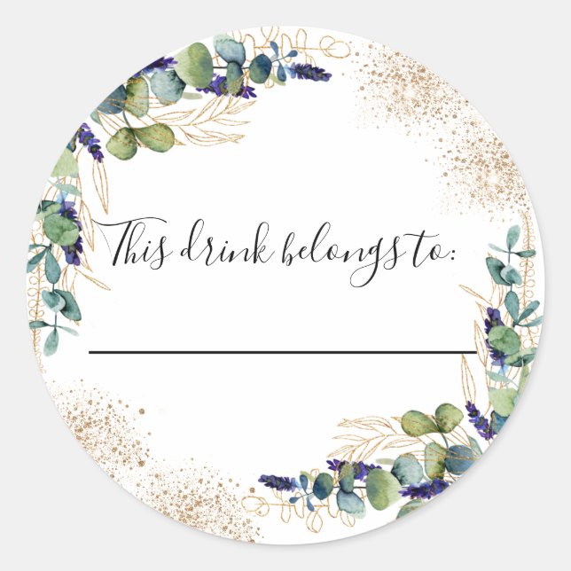 Pegatina Redonda Eucalipto de bodas esta bebida pertenece a (Anverso)