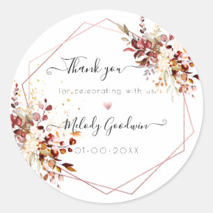 Pegatina Redonda Eucalipto de otoño con color de agua