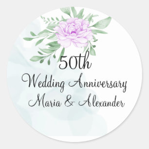 Pegatina Redonda Eucalipto Rosa púrpura deja 50 años