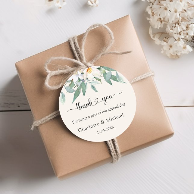 Pegatina Redonda Eucalipto simple y elegante floral (Subido por el creador)