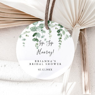 Pegatina Redonda Eucalipto Sip Sip Hurra Despedida de Soltera 