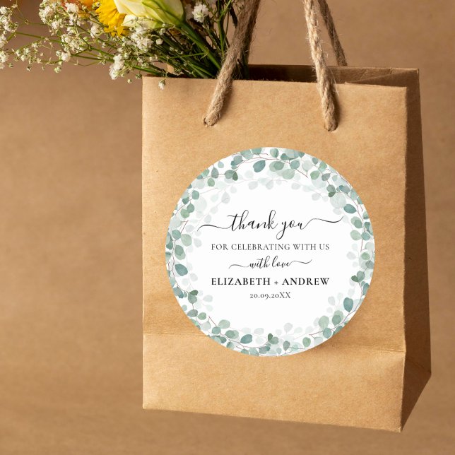 Pegatina Redonda Eucalyptus Boda verde salvia botánica (Subido por el creador)