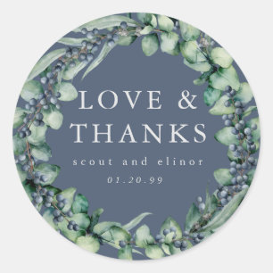 Pegatina Redonda Eucalyptus Botanical Wedding Favor