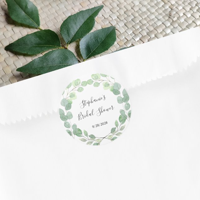 Pegatina Redonda Eucalyptus Bridal Shower (Subido por el creador)