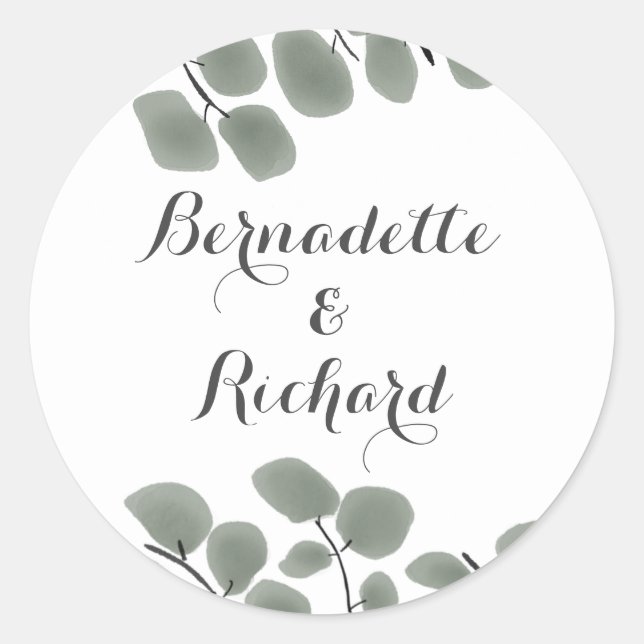 Pegatina Redonda Eucalyptus deja tema (Anverso)