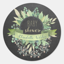 Eucalyptus Floral Vines Baby Shower Chalkboard Cla
