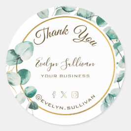 Pegatina Redonda Eucalyptus Gold Circle Gracias