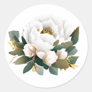 Pegatina Redonda Eucalyptus Gold Flower