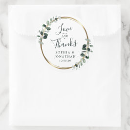 Pegatina Redonda Eucalyptus Gold Metallic Wedding Favor de ti
