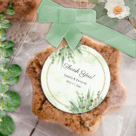 Pegatina Redonda Eucalyptus Green Gold Foliage Gracias