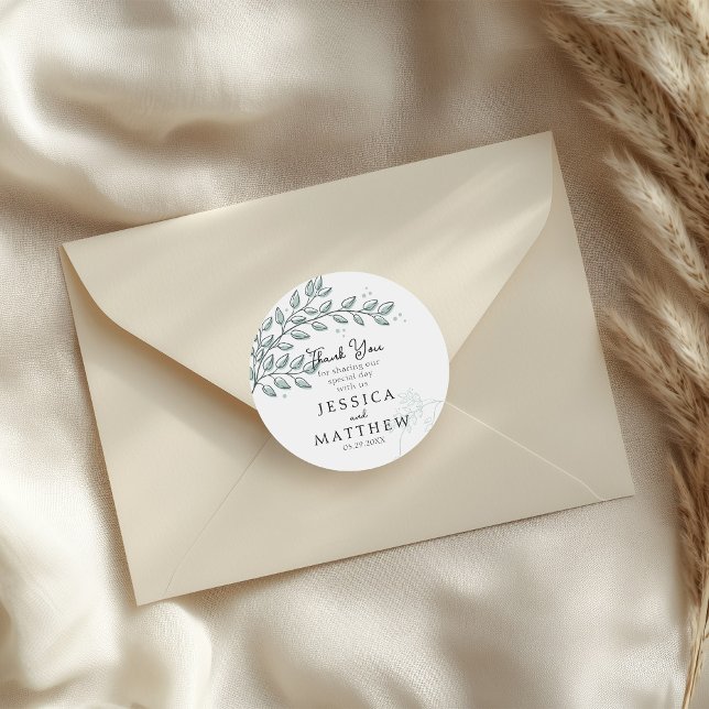 Pegatina Redonda Eucalyptus Greenery Boho Elegant Wedding (Subido por el creador)