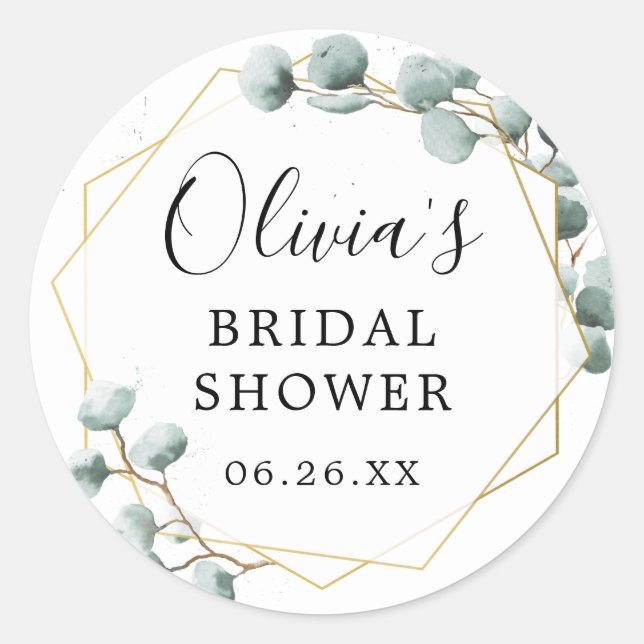 Pegatina Redonda Eucalyptus Greenery Envelope Favor Pegatinas (Anverso)