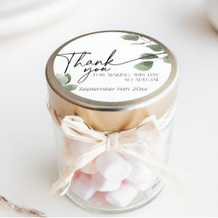 Pegatina Redonda Eucalyptus Greenery Gracias a sage green