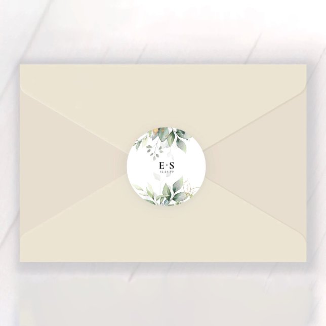 Pegatina Redonda Eucalyptus Leaf Greenery Boda Classic Round (Subido por el creador)