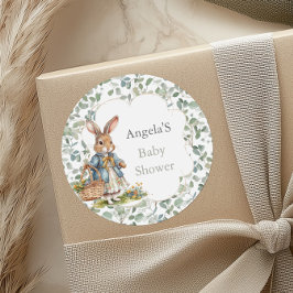 Pegatina Redonda Eucalyptus Peter Rabbit Chica Baby Shower