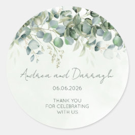 Pegatina Redonda Eucalyptus Wedding Favor Label Sticker 1001A