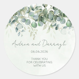 Pegatina Redonda Eucalyptus Wedding Favor Label Sticker 1001A