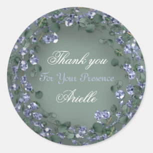 Pegatina Redonda Eucalyptus Wreath Boda Bridal Verde Azul