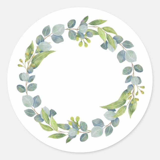 Pegatina Redonda Eucalyptus Wreath Wedding Envelope Seals-Set Of 20 (Anverso)