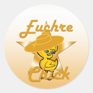 Pegatina Redonda Euchre Chick #10
