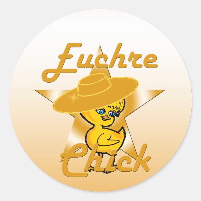 Pegatina Redonda Euchre Chick #10 (Anverso)