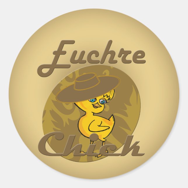 Pegatina Redonda Euchre Chick #6 (Anverso)