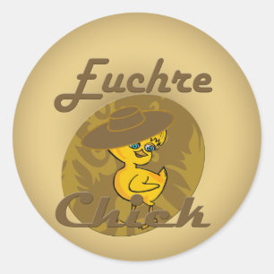 Pegatina Redonda Euchre Chick #6