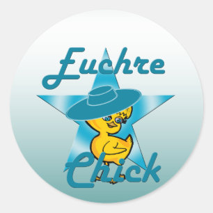 Pegatina Redonda Euchre Chick #7