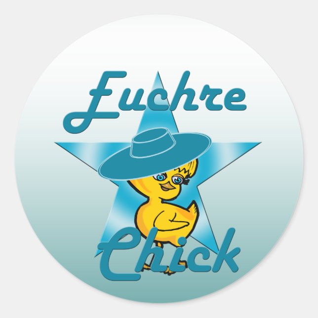 Pegatina Redonda Euchre Chick #7 (Anverso)