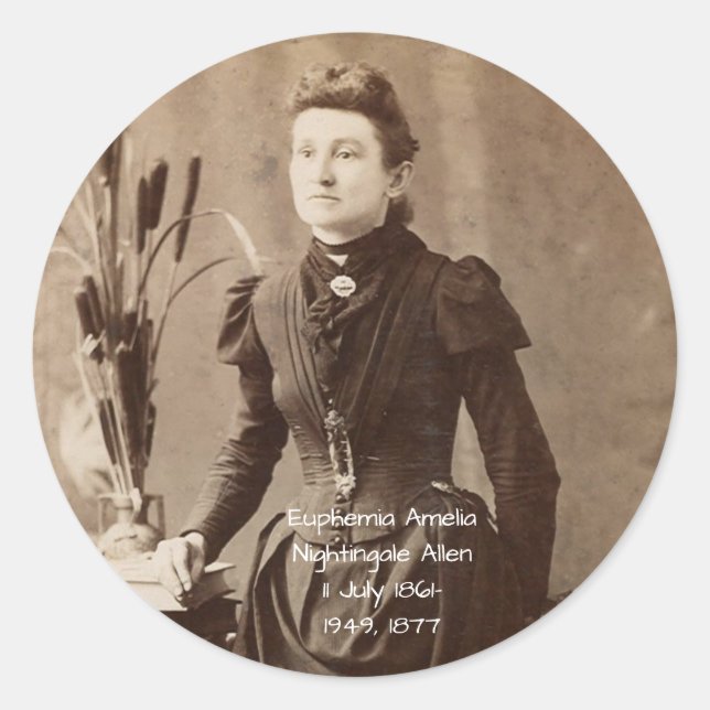 Pegatina Redonda Euphemia Amelia Nightingale Allen (Anverso)