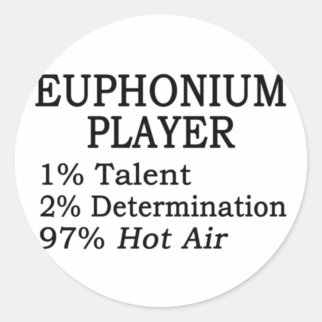 Pegatina Redonda Euphonium Player Hot Air (Anverso)