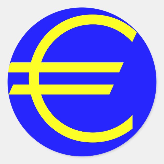Pegatina Redonda EURO, el símbolo de la moneda europea (Anverso)