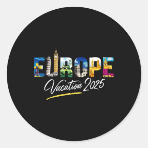 Pegatina Redonda Europa 2025 Vacaciones familiares Recorrido verano