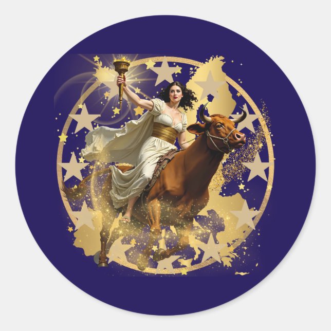 Pegatina Redonda Europa Aurora (Anverso)