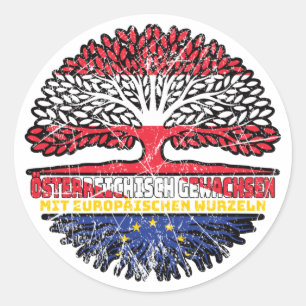 Pegatina Redonda Europa Europäisch Österreichisch Österreich Baum