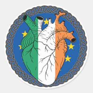 Pegatina Redonda Europa Europea San Patrón Día Irlanda Irlanda