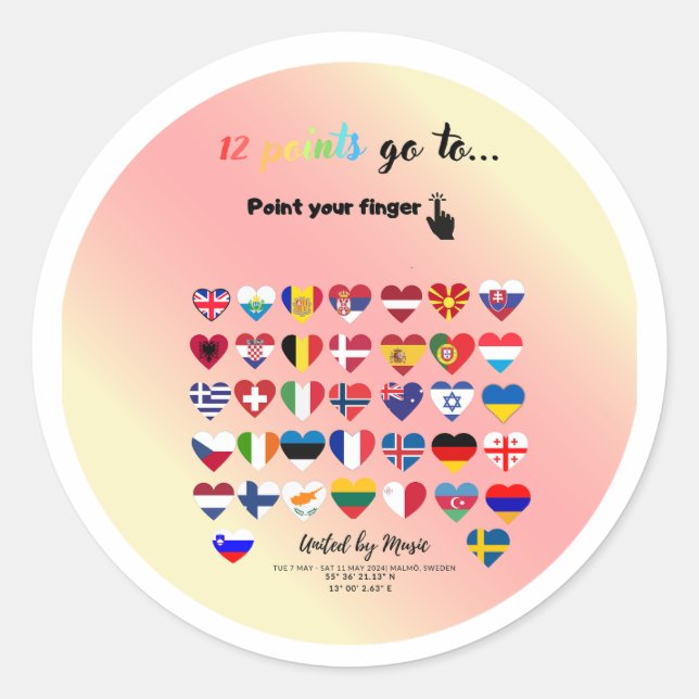 Pegatina Redonda Eurovision Songcontest 2024 Unisex T-shirt Sweden  (Anverso)