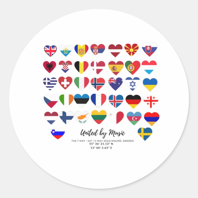 Pegatina Redonda Eurovision Songcontest 2024 Unisex T-shirt Sweden  (Anverso)