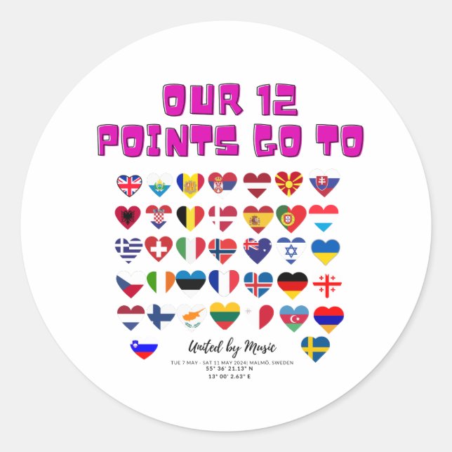 Pegatina Redonda Eurovision Songcontest 2024 Unisex T-shirt Sweden  (Anverso)