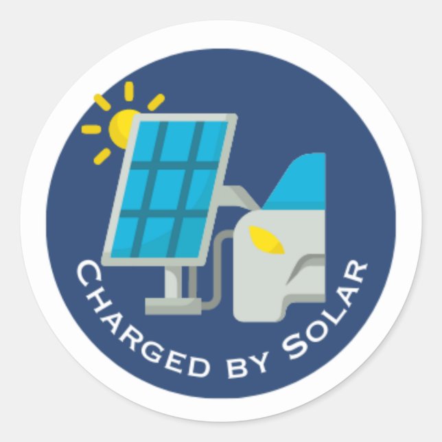 Pegatina Redonda EV Cargado Por Pegatinas Solares (Anverso)