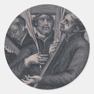 Pegatina Redonda Evangelios católicos japoneses de San Pablo Miki