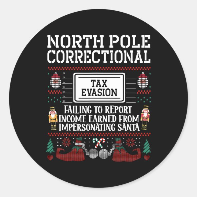 Pegatina Redonda Evasión- Navidades de la familia Elf coincidiendo  (Anverso)