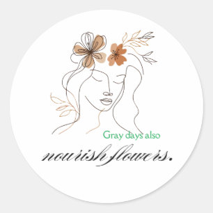 Pegatina Redonda Even gray days bloom – Boho floral art for emotion