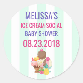Pegatina Redonda Evento de Baby Shower social de Ice Cream Save the