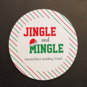 Pegatina Redonda Evento de boda de Navidad Jingle and Mingle