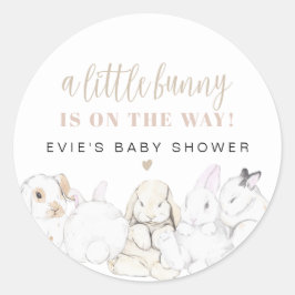 Pegatina Redonda EVIE Cute Pastel Watercolor Bunny Baby Shower