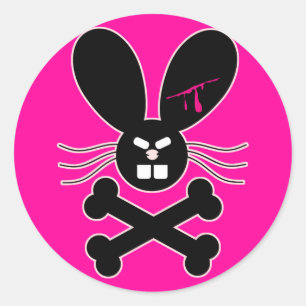 Pegatina Redonda Evil Emo Bunny Crossbone