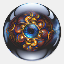 Pegatina Redonda Evil Eye Dark Blue