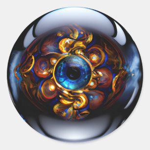 Pegatina Redonda Evil Eye Dark Blue